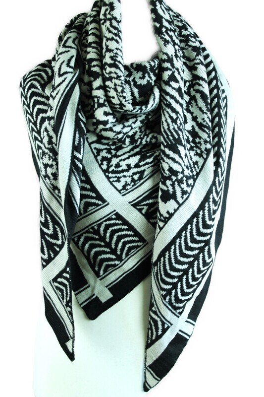 Dreieckschal in Schwarz/Cremeweiß