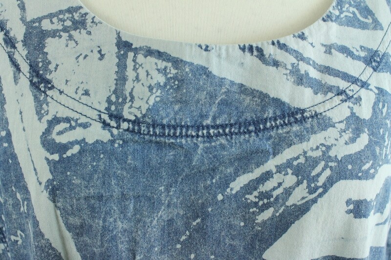 Kurzarm Kleid von La Bass gr.54 in Blau/Weiß