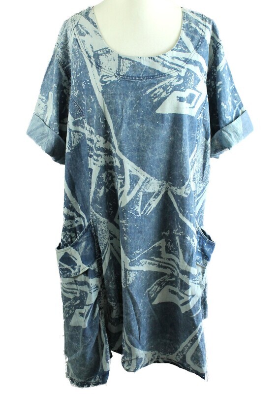 Kurzarm Kleid von La Bass gr.54 in Blau/Weiß