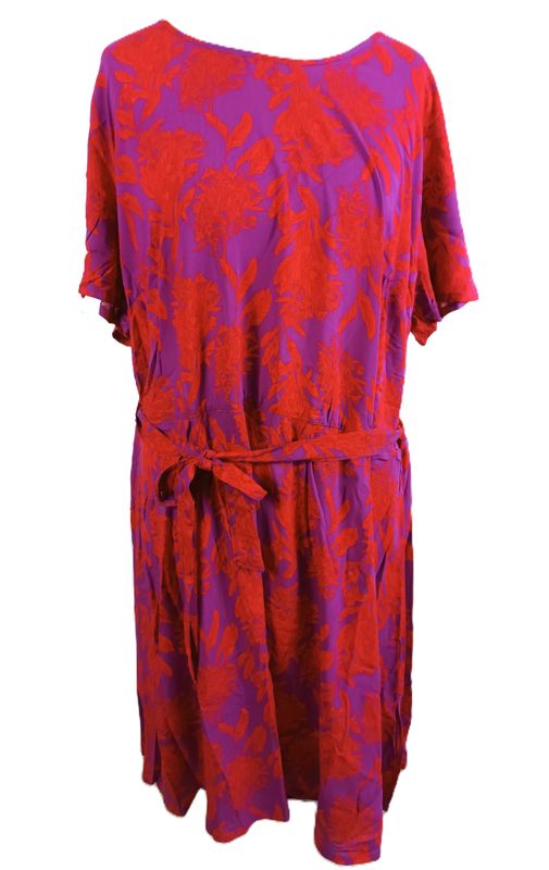 Kurzarm Kleid gr.52/54 in Rot/Lila