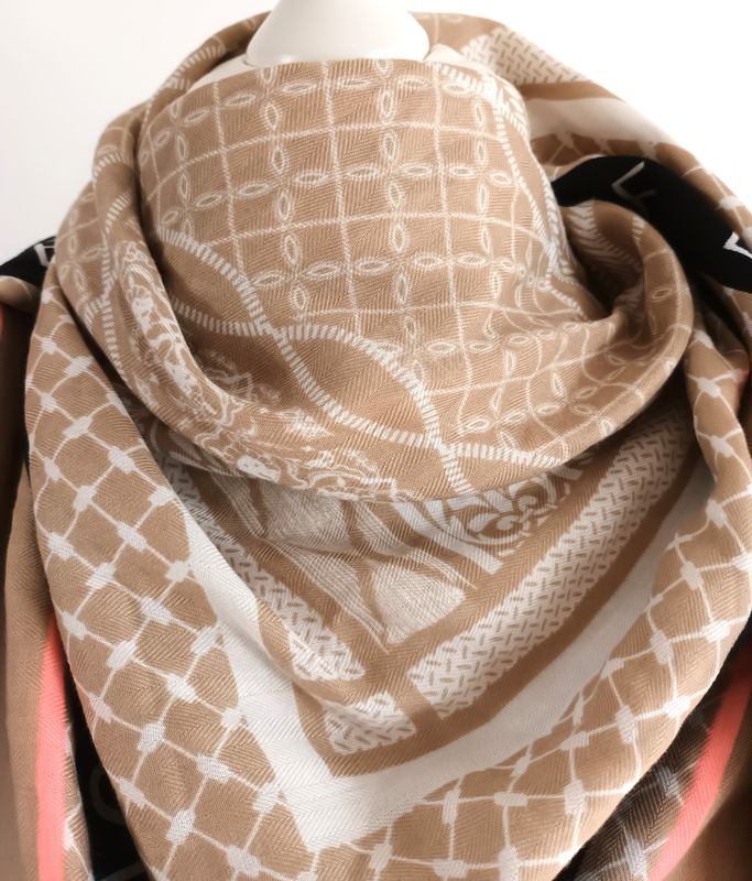 Tuch in Beige/Weiß/Schwarz und Neon