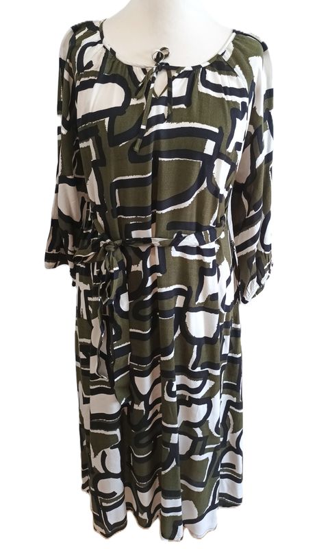 3/4 Arm  Kleid von Zhenzi gr.46/48 in Schwarz/Oliv/Weiß