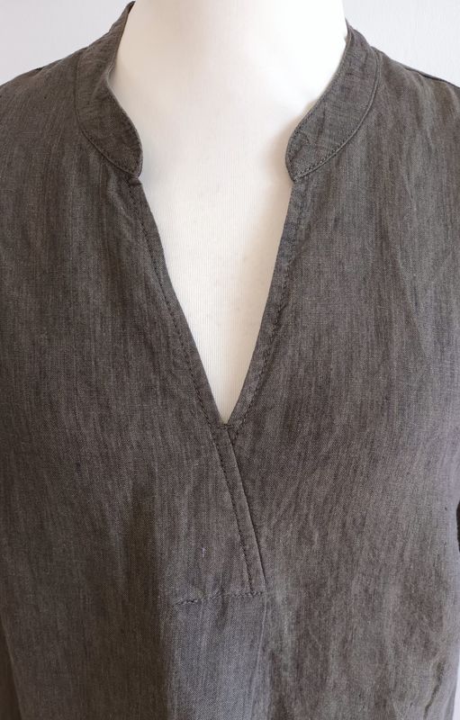 Kurzarm  Leinenkleid von Doris Streich gr.52 in Dunkeloliv