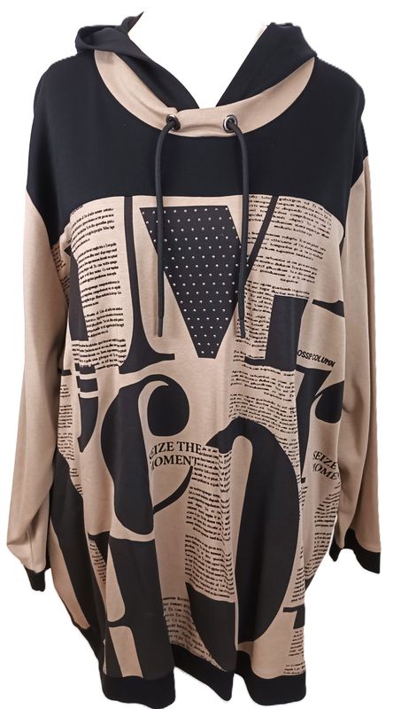 Kapuzen Sweatshirt/Hoodie von Doris Streich gr.56 in Hellbraun/Schwarz