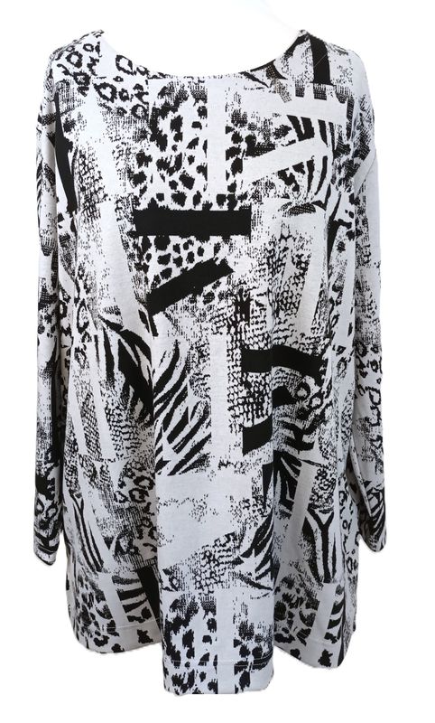 Langarm Shirt von Doris Streich gr.50 in Schwarz/Weiß