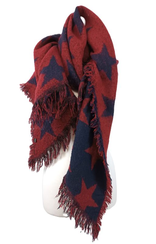 Schal in Dunkelrot/Blau