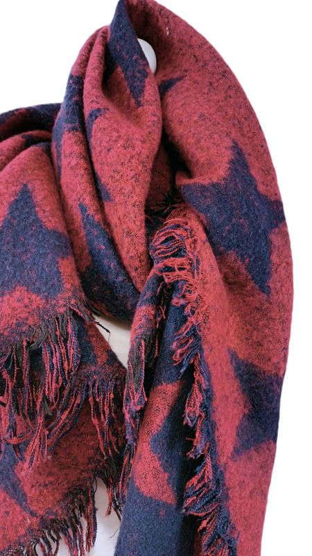 Schal in Dunkelrot/Blau