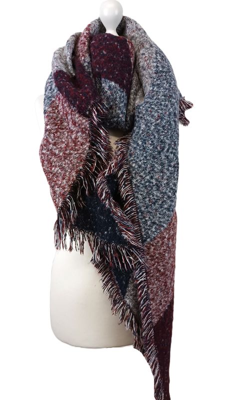 Schal in Bordeaux/Blau/Weiß
