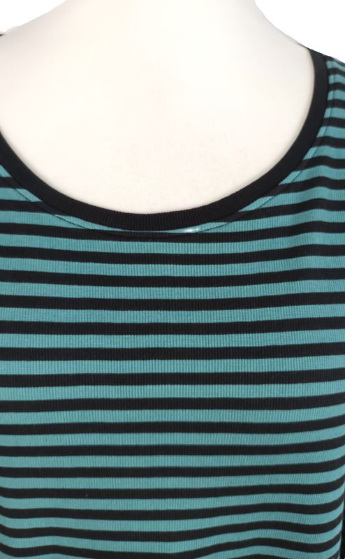 Langarmshirt von Via Appia Due gr.48 in Schwarz/Petrol gestreift