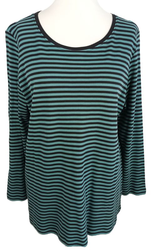 Langarmshirt von Via Appia Due gr.48 in Schwarz/Petrol gestreift