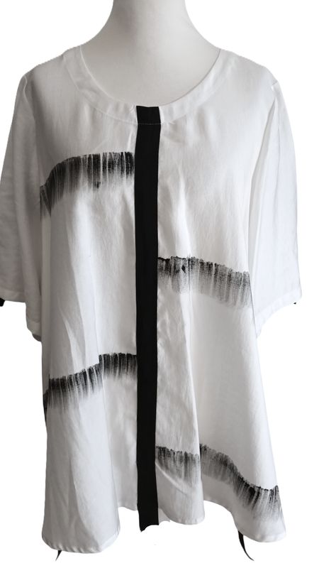 Kurzarm Tunika von Sinne gr.3 in Weiß/Schwarz