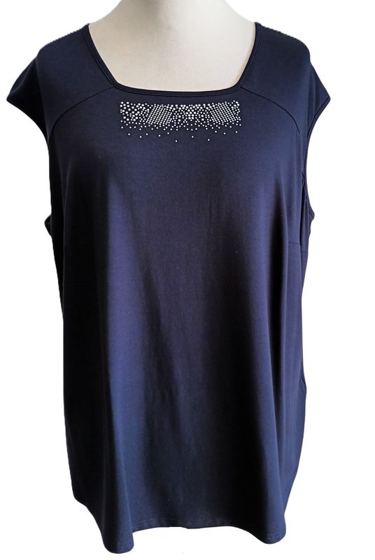 Ärmelloses T-Shirt von Doris Streich gr.50 in Dunkelblau