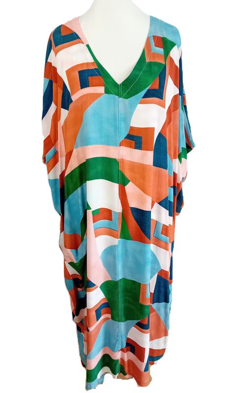 Kurzarm Midikleid von Gozzip gr.50/52 in Bunt