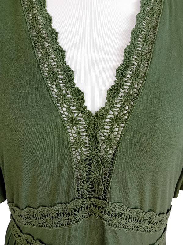 Kurzarm Maxikleid gr,46 in Grün