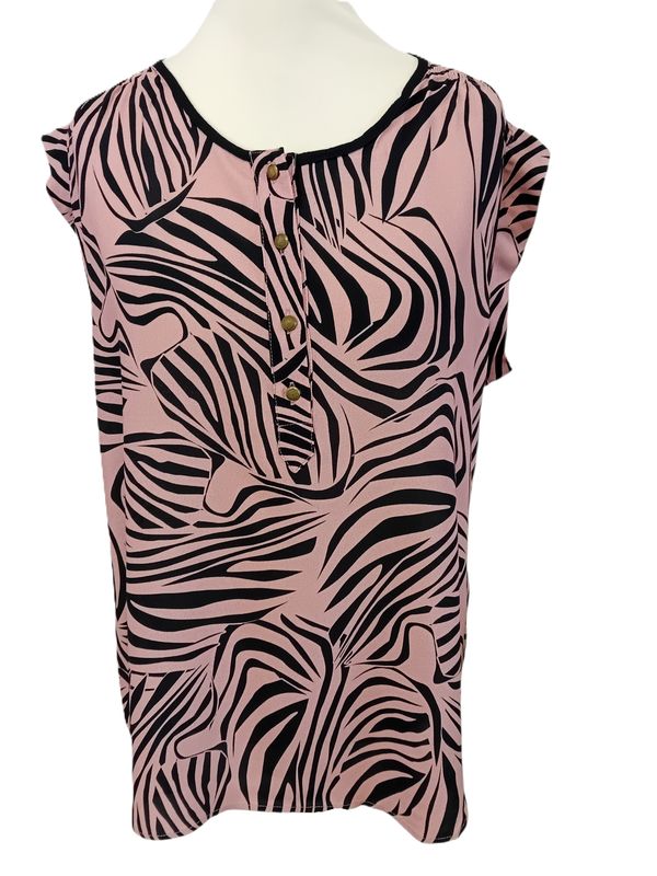 Ärmelloses T-Shirt von Pont Neuf gr.48/50 in Rose/Schwarz