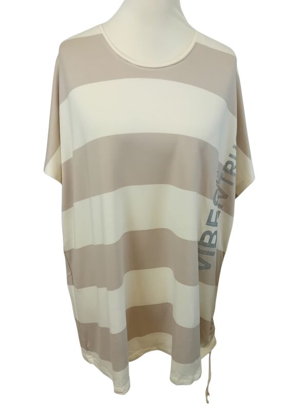 T-Shirt von Curve gr.52 in Elfenbein/Taupe gestreift