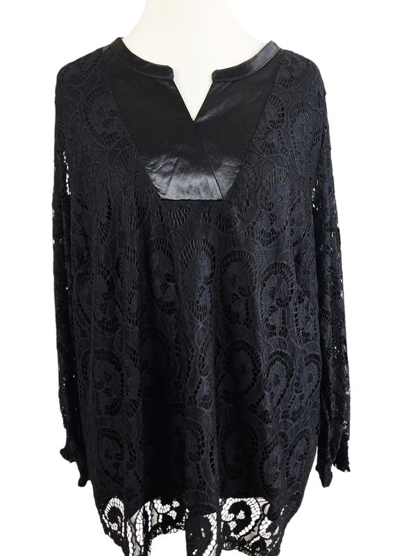 Langes Langarmshirt von Zhenzi gr.50/52 in Schwarz