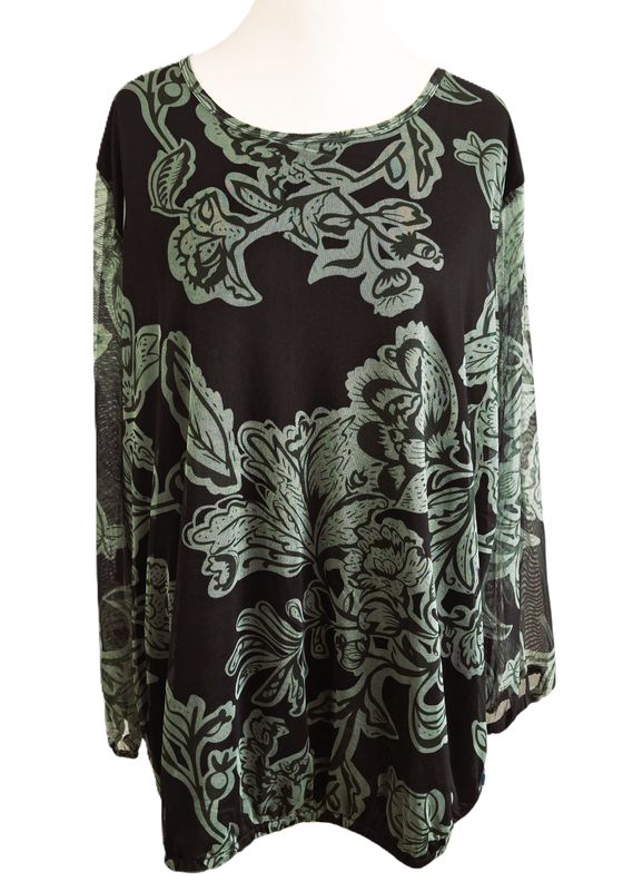 Langarmshirt von Zhenzi gr.54/56 in Schwarz/Oliv