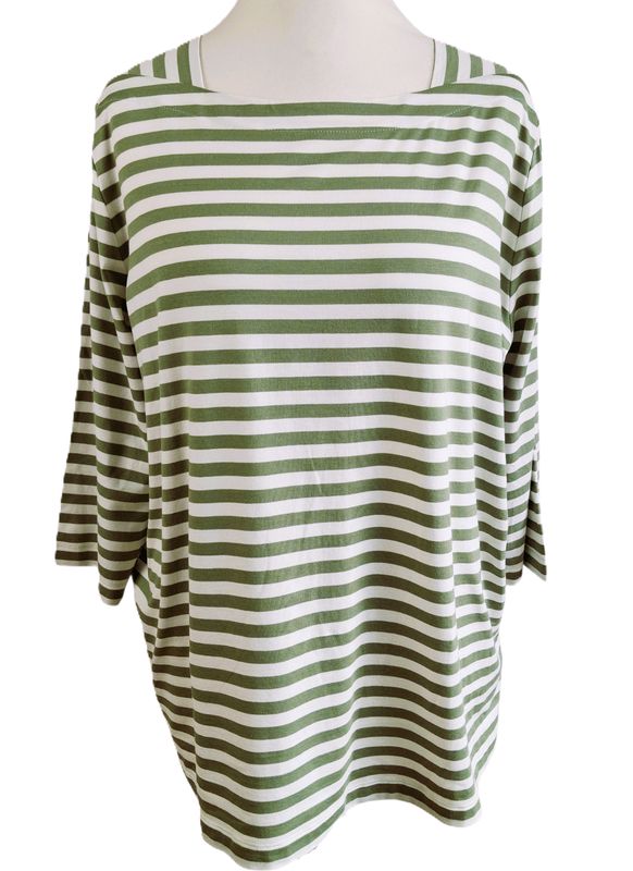 3/4 Arm Shirt von Via Appia Due gr.50 in Oliv/Weiß gestreift