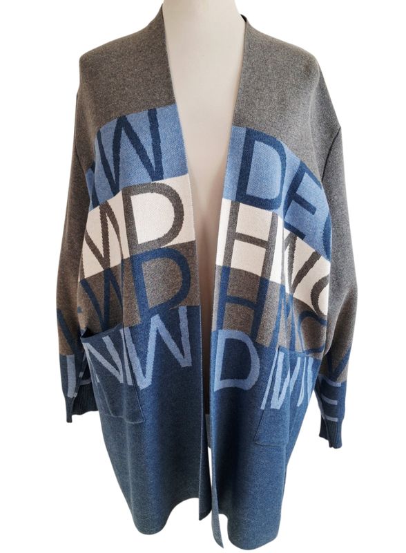 Strickjacke von Heimod gr.54 in Blau/Grau/Weiß