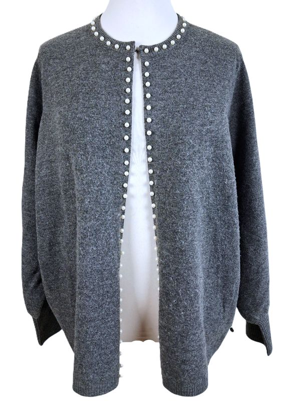 Strickjacke von Zhenzi gr.50/52 in Dunkelgrau meliert