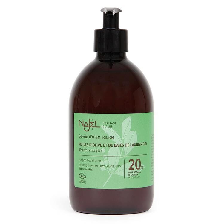 NAJEL BIO VLOEIBARE ZEEP POMPFLES 20% LAURIER 500ML