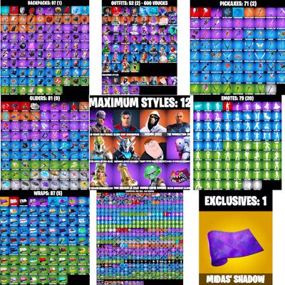 FORTNITE ACCOUNT - ALL PLATFORMS: 52 SKINS - SPIDERMAN, SUPERMAN, HOPE 8-BALL (MAX), GUMBO (MAX), ARCTIC ADELINE, NISHA, OSCAR, RUNWAY RACER, PEPPERMINT &amp; MORE