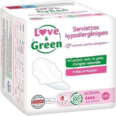 Love and green - Serviettes hygiénique jour