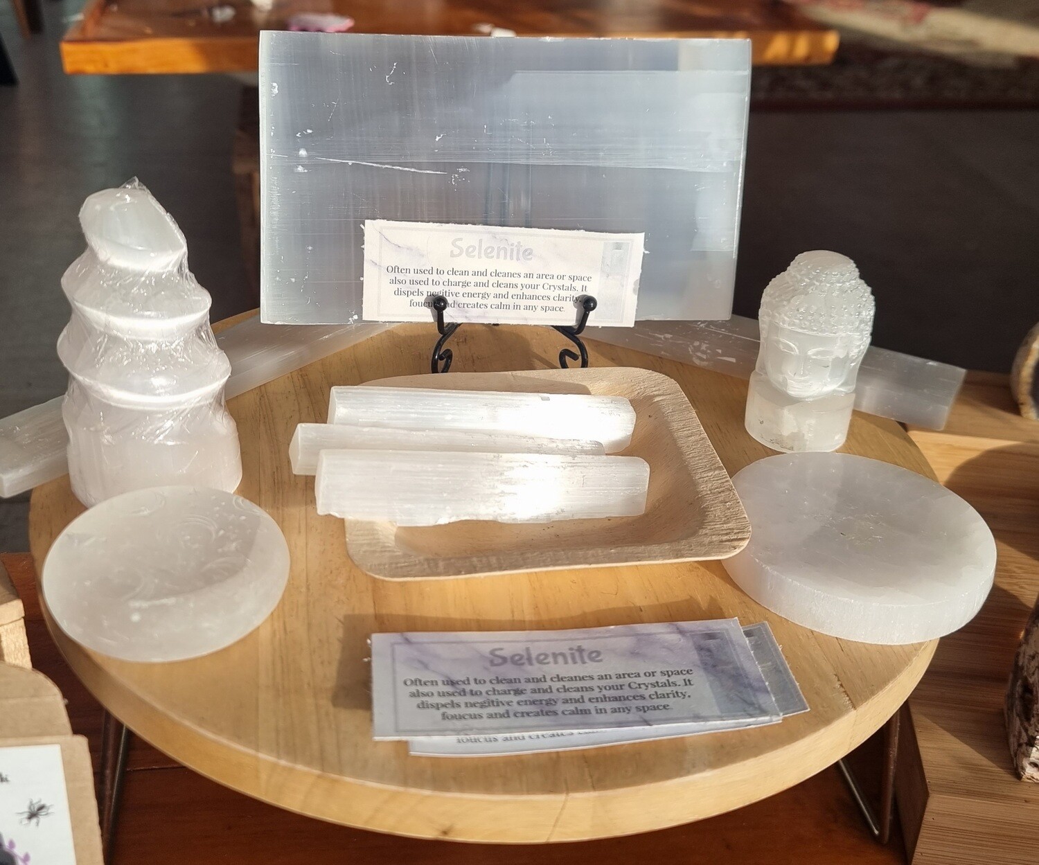 Large Selenite Slab on Stand