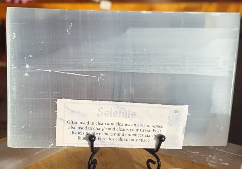 Large Selenite Slab on Stand