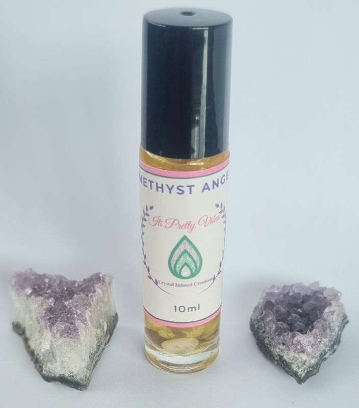 Amethyst Angel Crystal Chip Purfume Roller Infused with Amethyst 