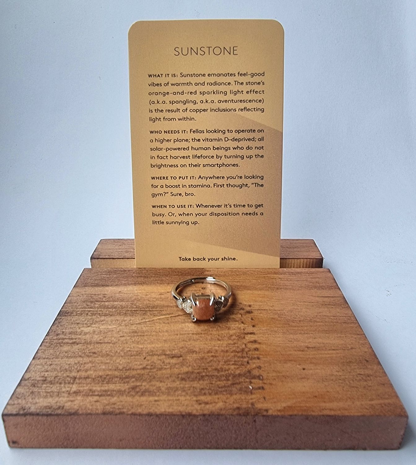 Sunstone Adjustabil Silver Ring