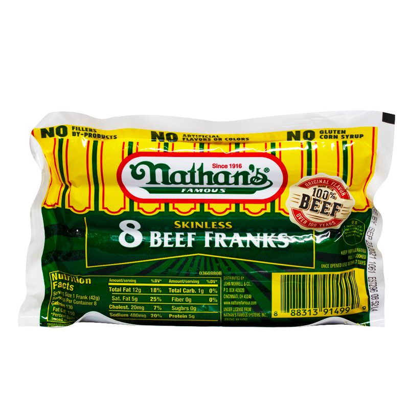 Beef Franks Nathans 8 Ct