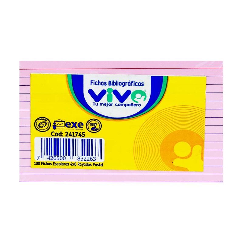 Fichas Esc 4x6 Ray Pastel Vivo