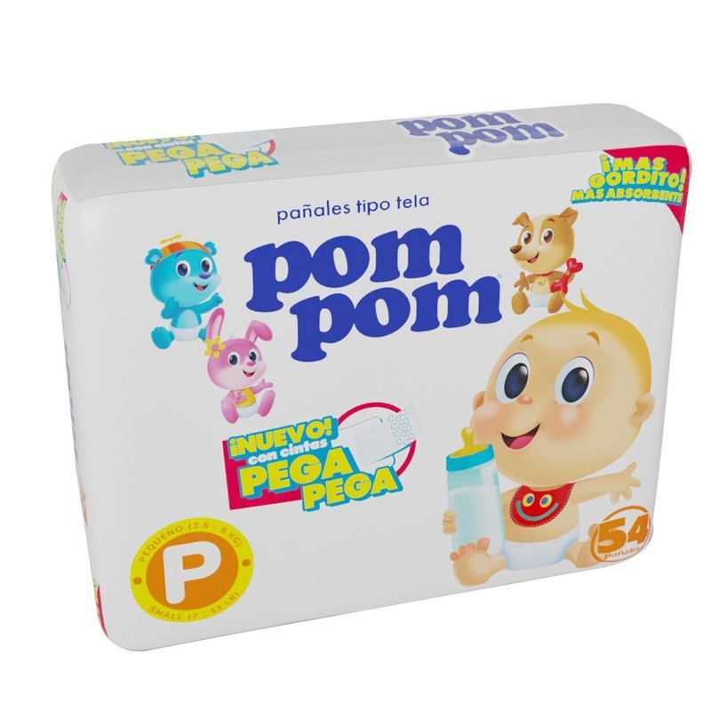 Pañal Pompom T/tela Blanco P