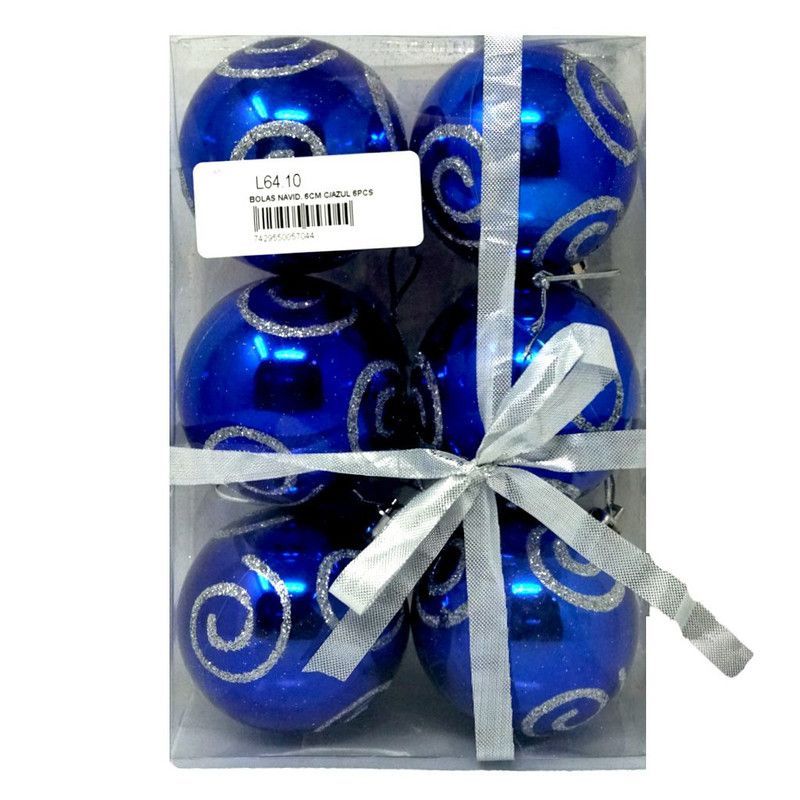 Bolas Navid. 6cm C/azul 6pcs