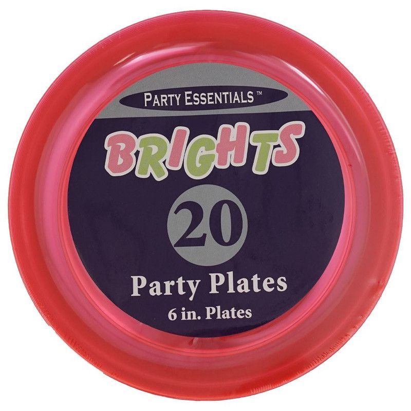 6" Party Plates Neon Pink 20ct