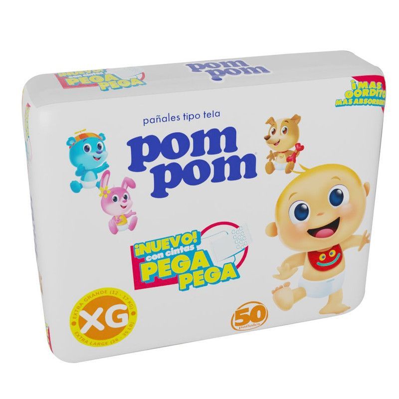 Pañal Pompm T/tela Blanco Xg