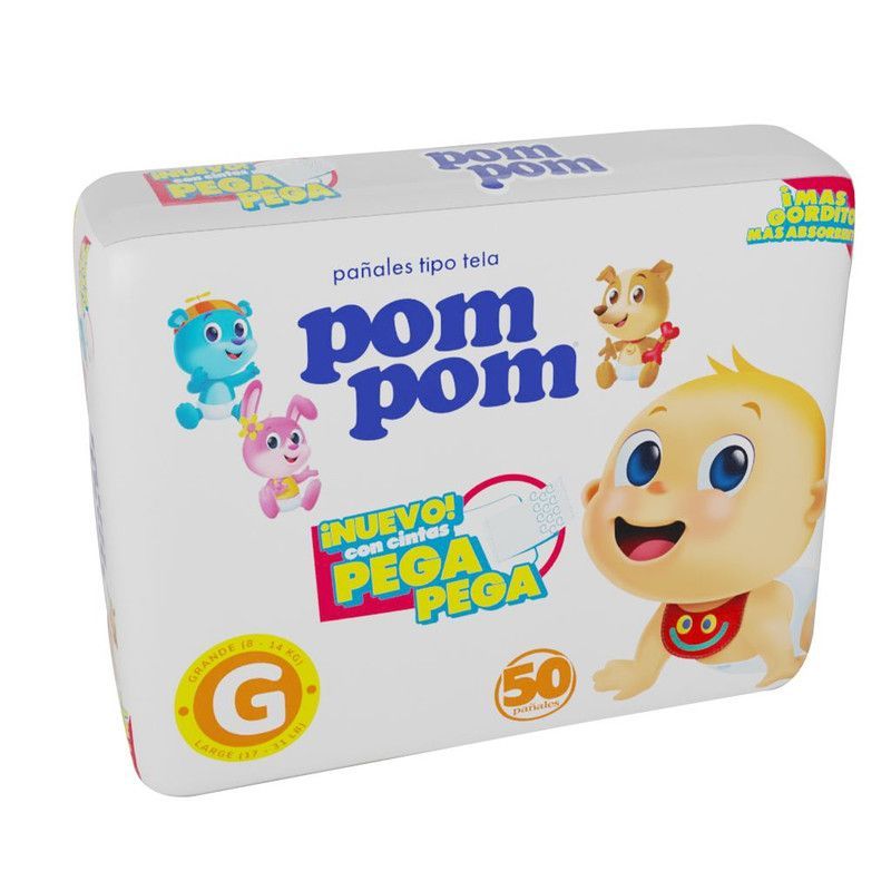 Pañal Pompom T/tela Blanco G