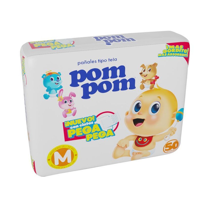 Pañal Pompom T/tela Blanco M