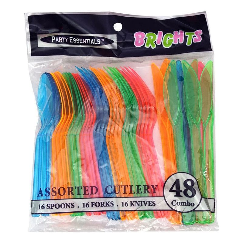 Plastic Cutlery Neon 48 Ct