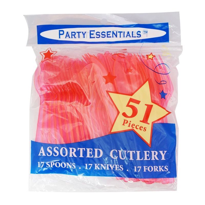 Plastic Cutlery Pink 51 Ct