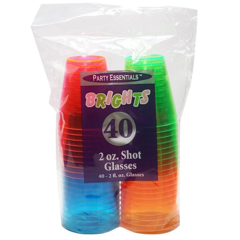 Shot Glasses Neon 2 Oz 40 Ct