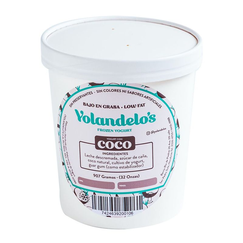 Yogurt Congelado Coco 32 Oz