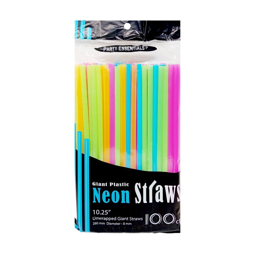10.25" Giant Straws Neons100ct