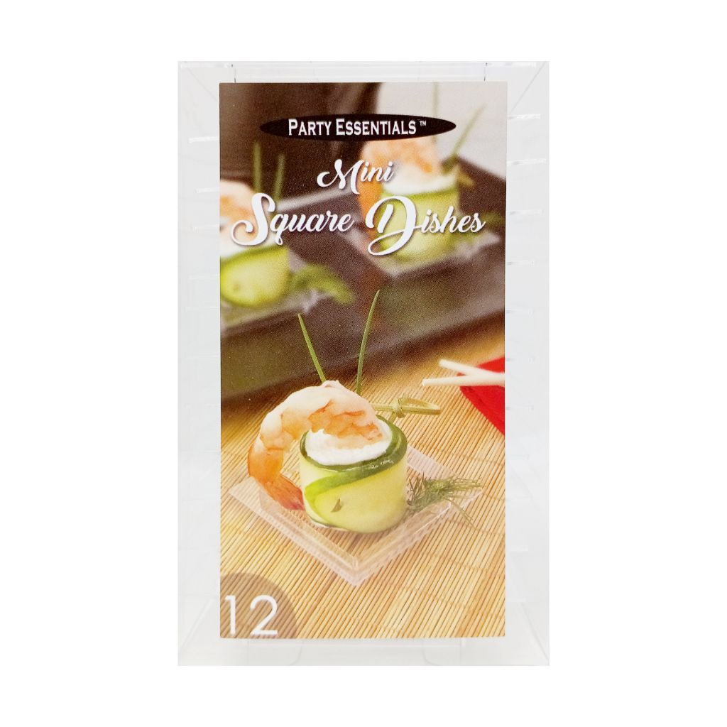 Mini Square Dishes Clear 12 Ct