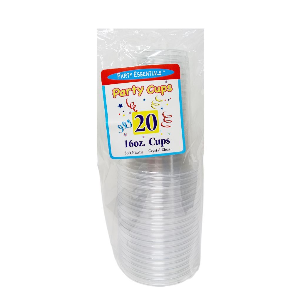 Plastic Cups Clear 16 Oz 20 C.
