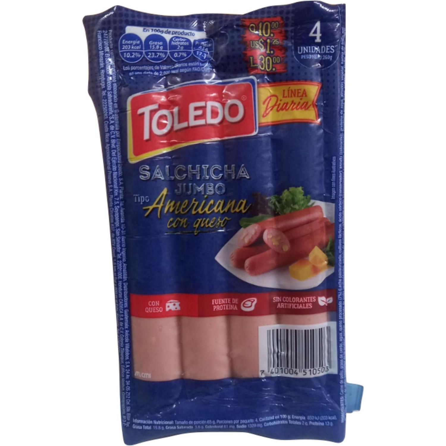 Salchicha America C/queso 260g