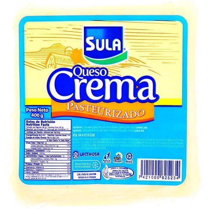 Queso Crema Sula 454gr