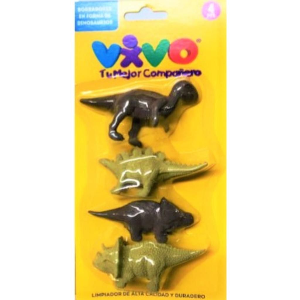 Borrador Dinosaurios 4pza Vivo